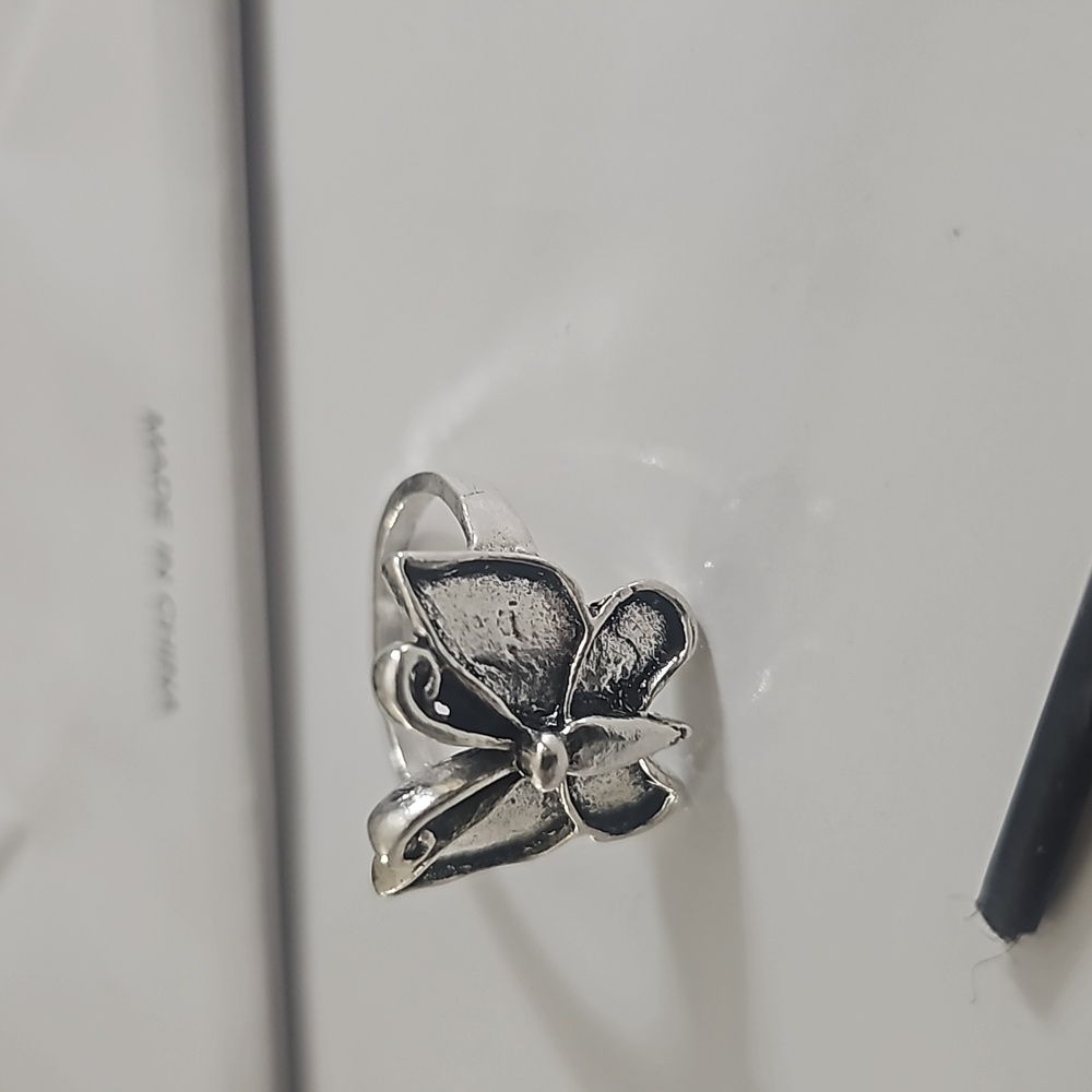 Silvertone butterfly ring